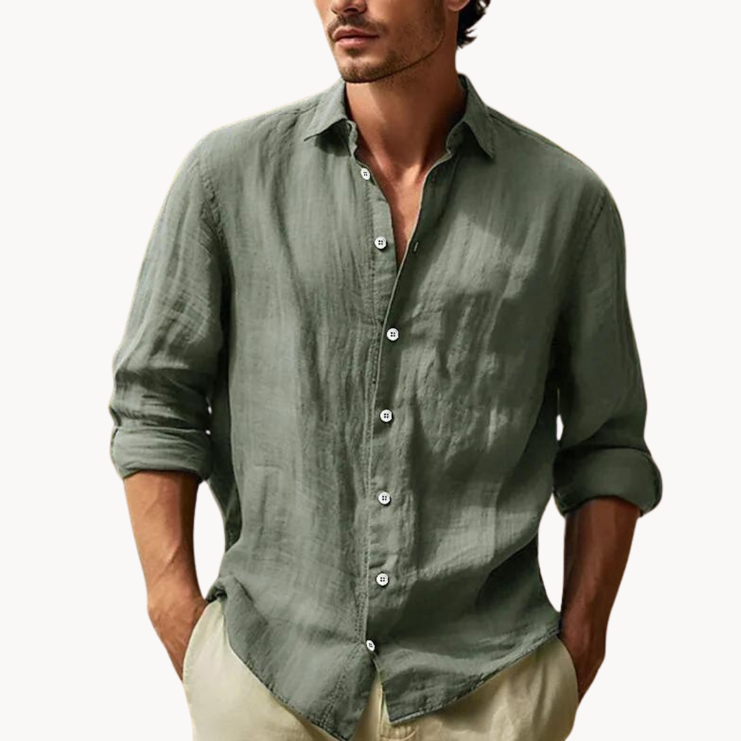 Men's Button-Down Dress Shirt - Long Sleeve Casual Top
