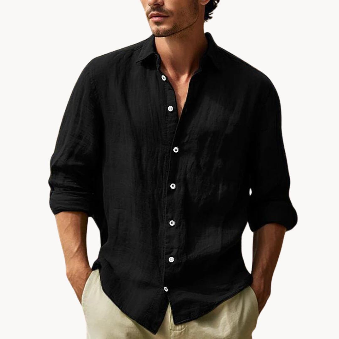Men's Button-Down Dress Shirt - Long Sleeve Casual Top