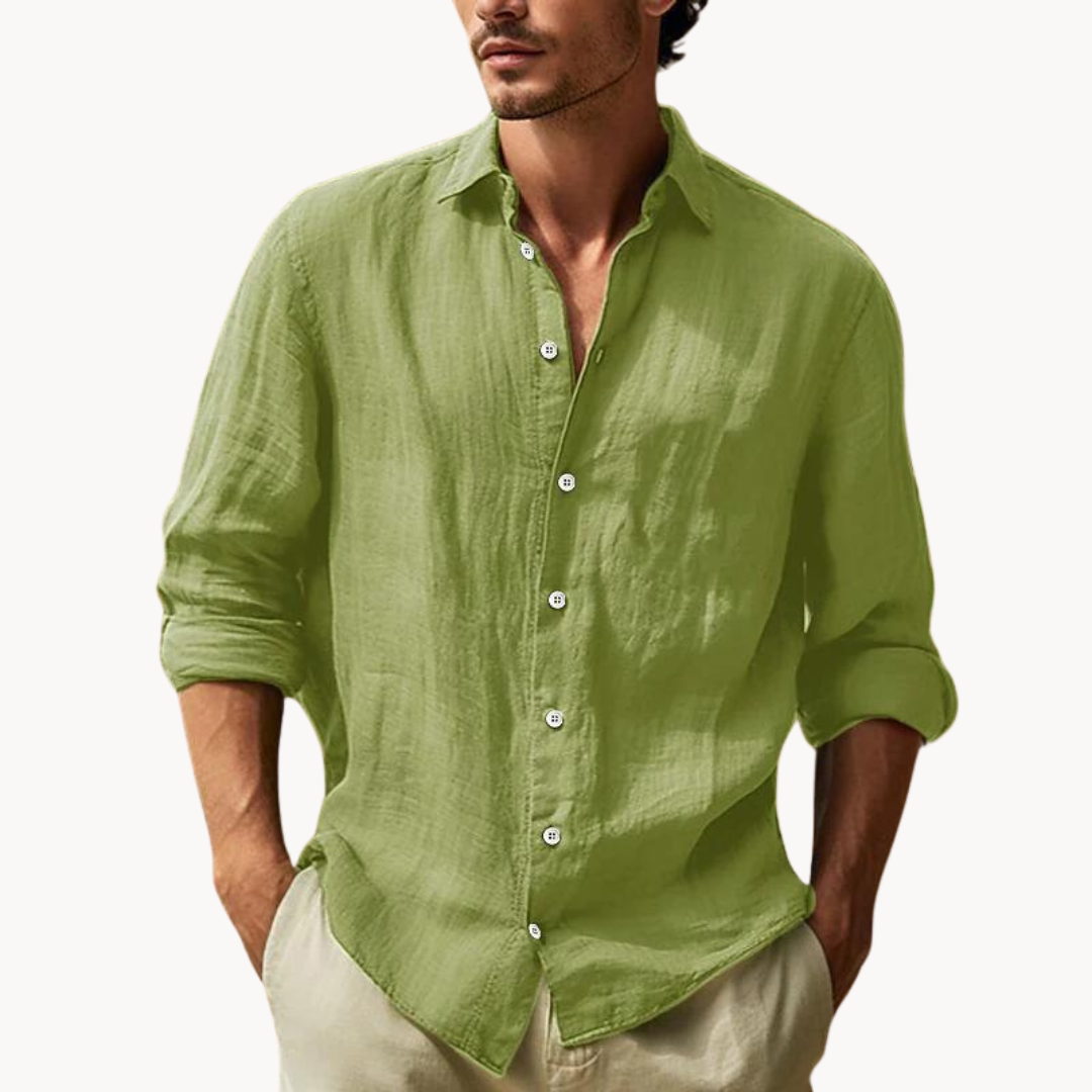 Men's Button-Down Dress Shirt - Long Sleeve Casual Top