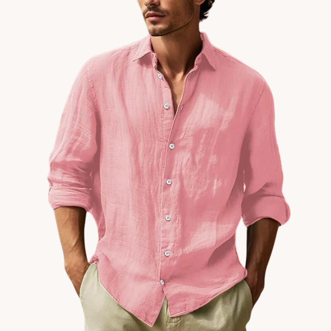 Men's Button-Down Dress Shirt - Long Sleeve Casual Top
