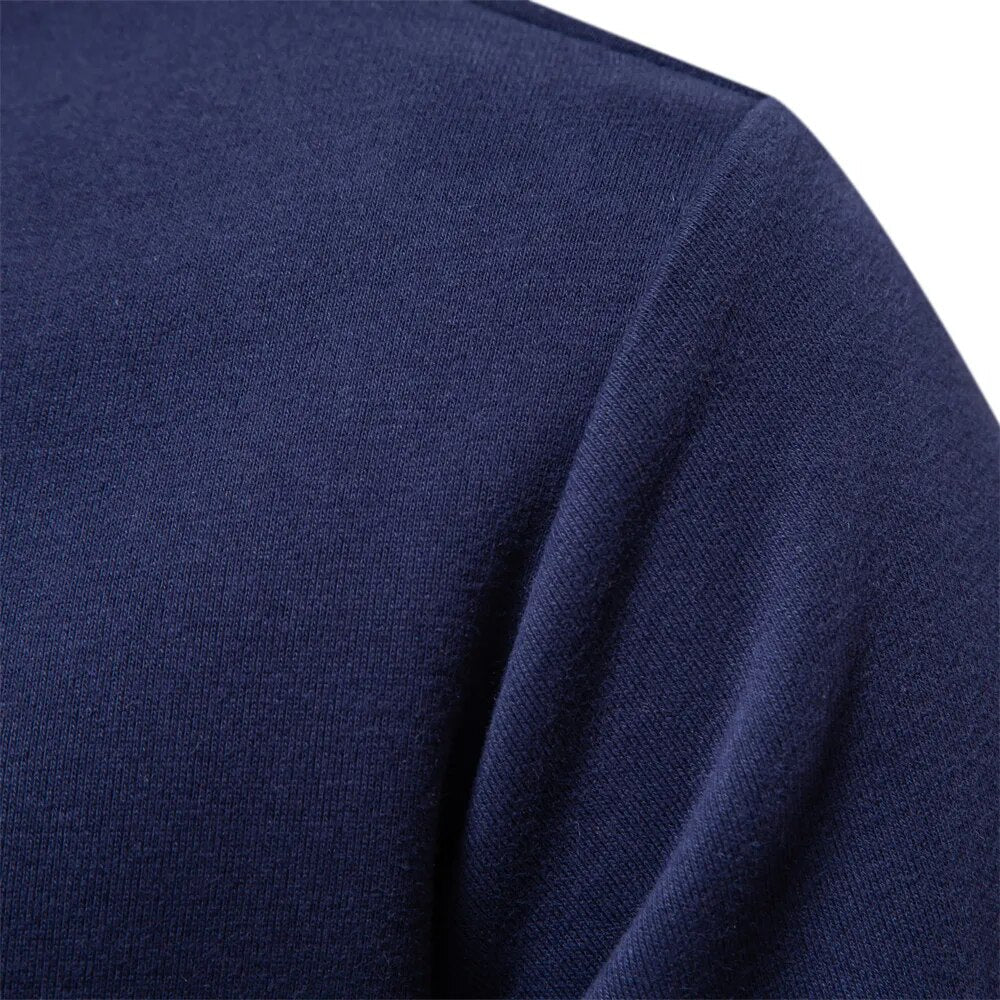 Men's Casual Polo Sweatshirt with Contrasting Collar