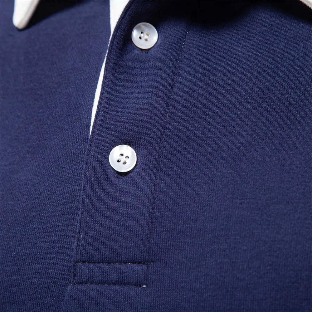Men's Casual Polo Sweatshirt with Contrasting Collar