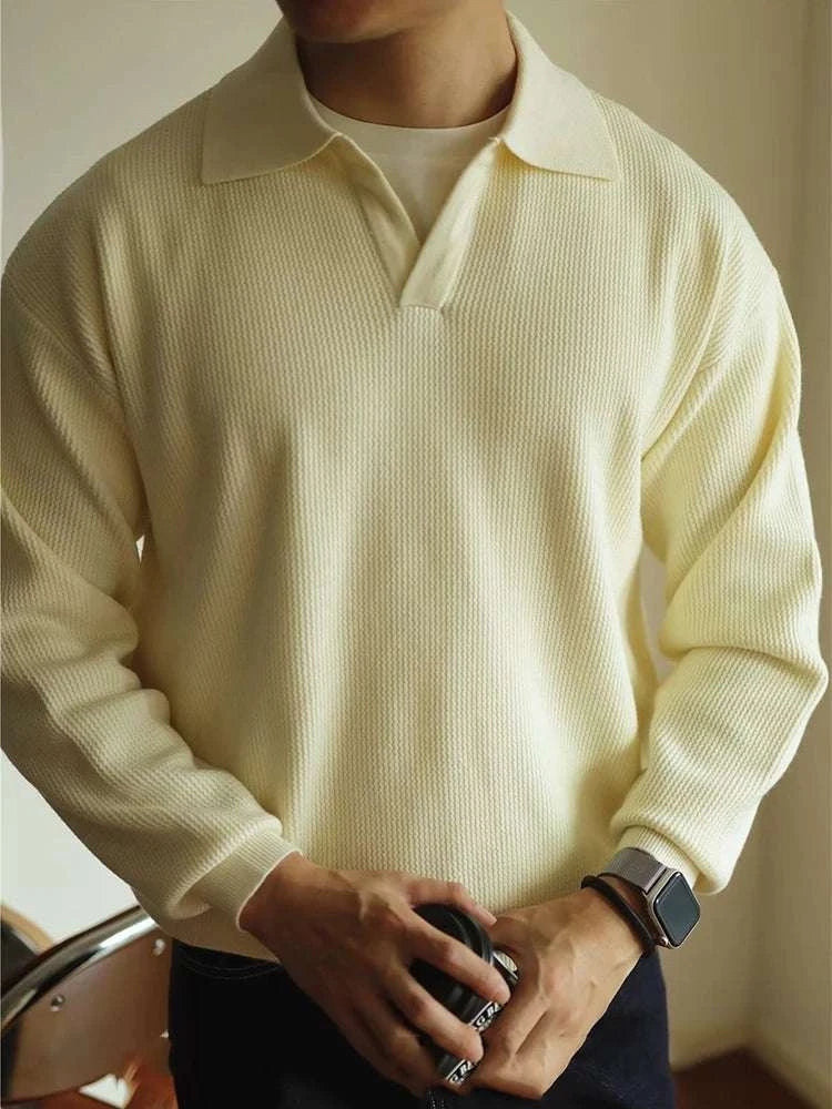 Men's Folded Collar Knit Sweater