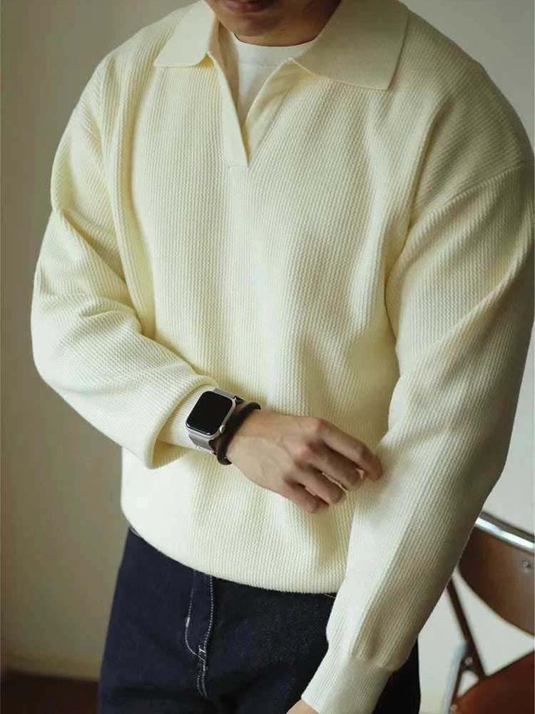 Men's Folded Collar Knit Sweater