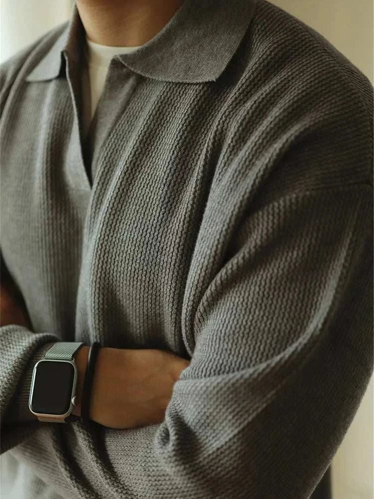 Men's Folded Collar Knit Sweater