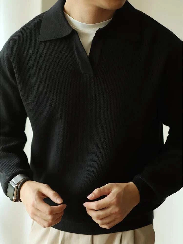 Men's Folded Collar Knit Sweater