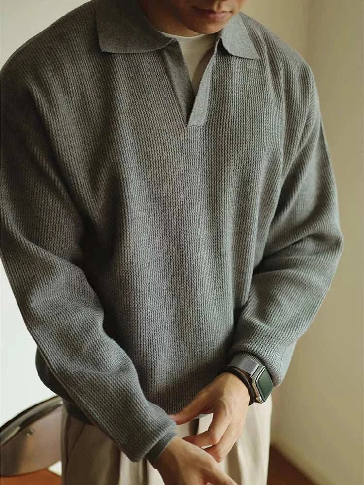 Men's Folded Collar Knit Sweater