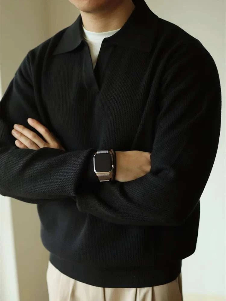 Men's Folded Collar Knit Sweater