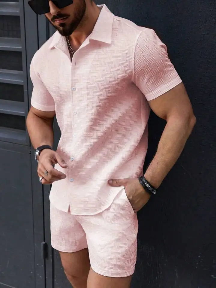 Men's Classic Short Sleeve Shirt and Shorts Set
