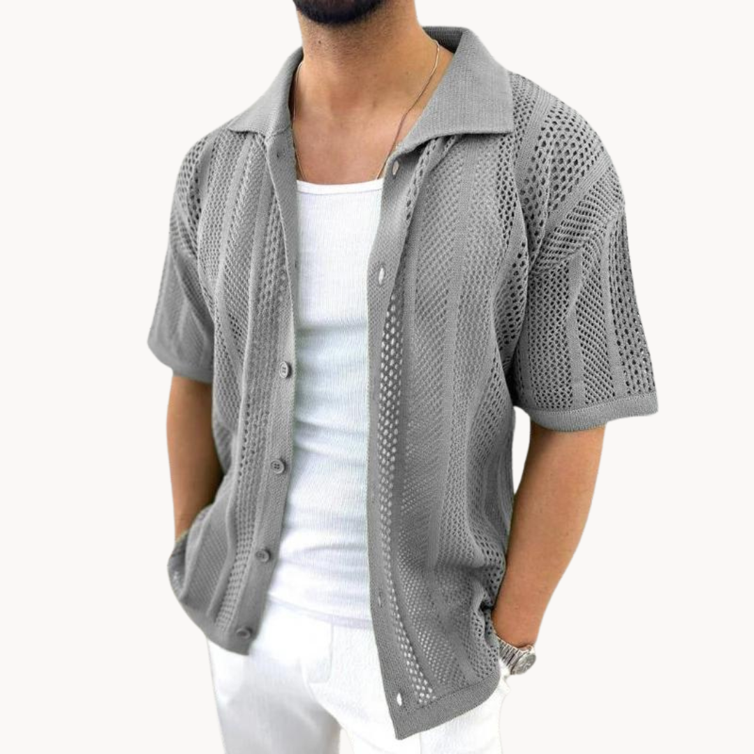 Men's Crochet Short Sleeve Shirt