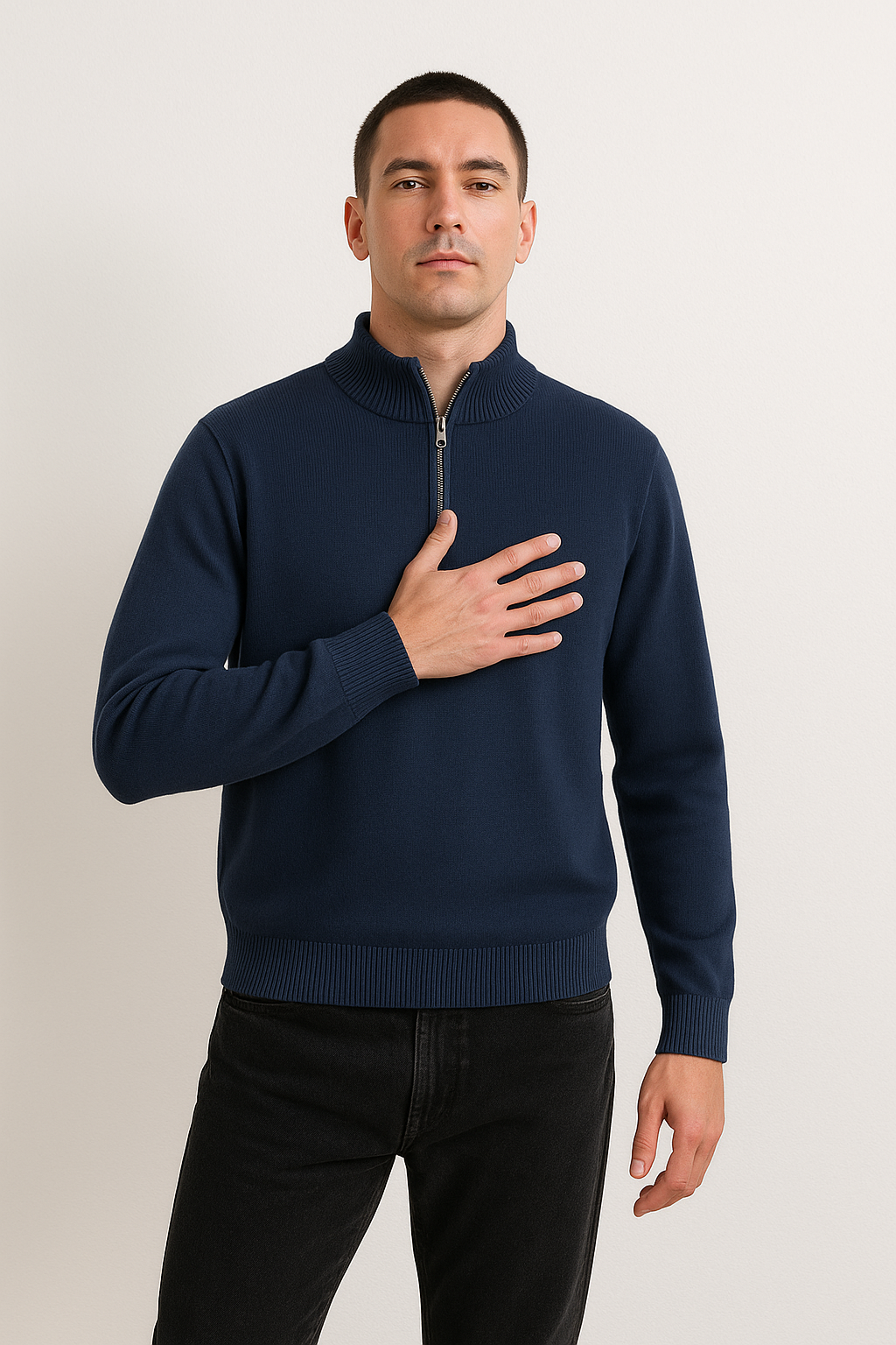 Men's Half Zip Sweater – Knit Pullover for Cool Weather
