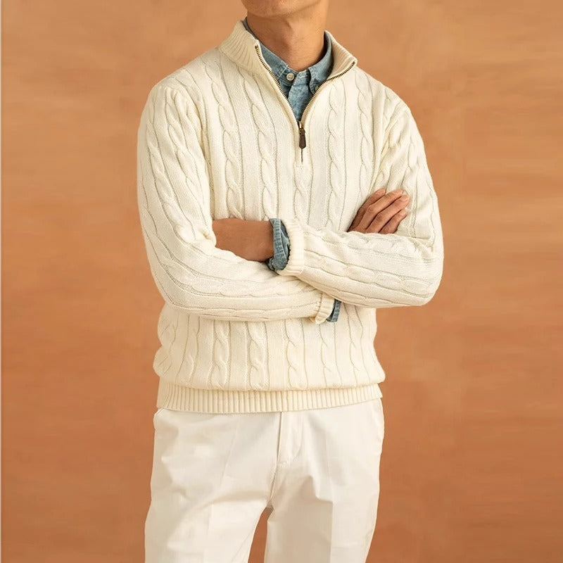 Men's Half Zip Sweater – Jacquard Knit Winter Style