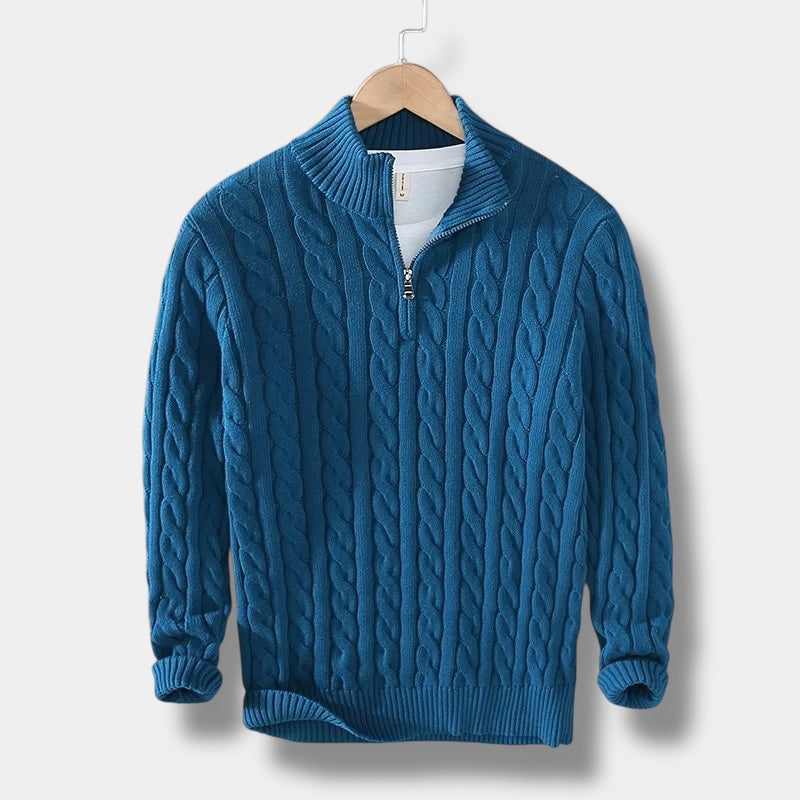 Men's Half Zip Sweater – Jacquard Knit Winter Style