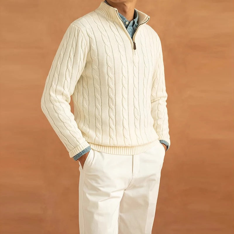 Men's Half Zip Sweater – Jacquard Knit Winter Style