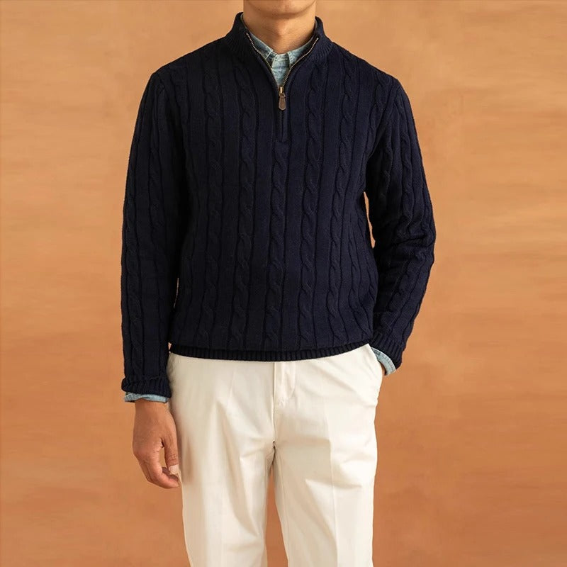 Men's Half Zip Sweater – Jacquard Knit Winter Style