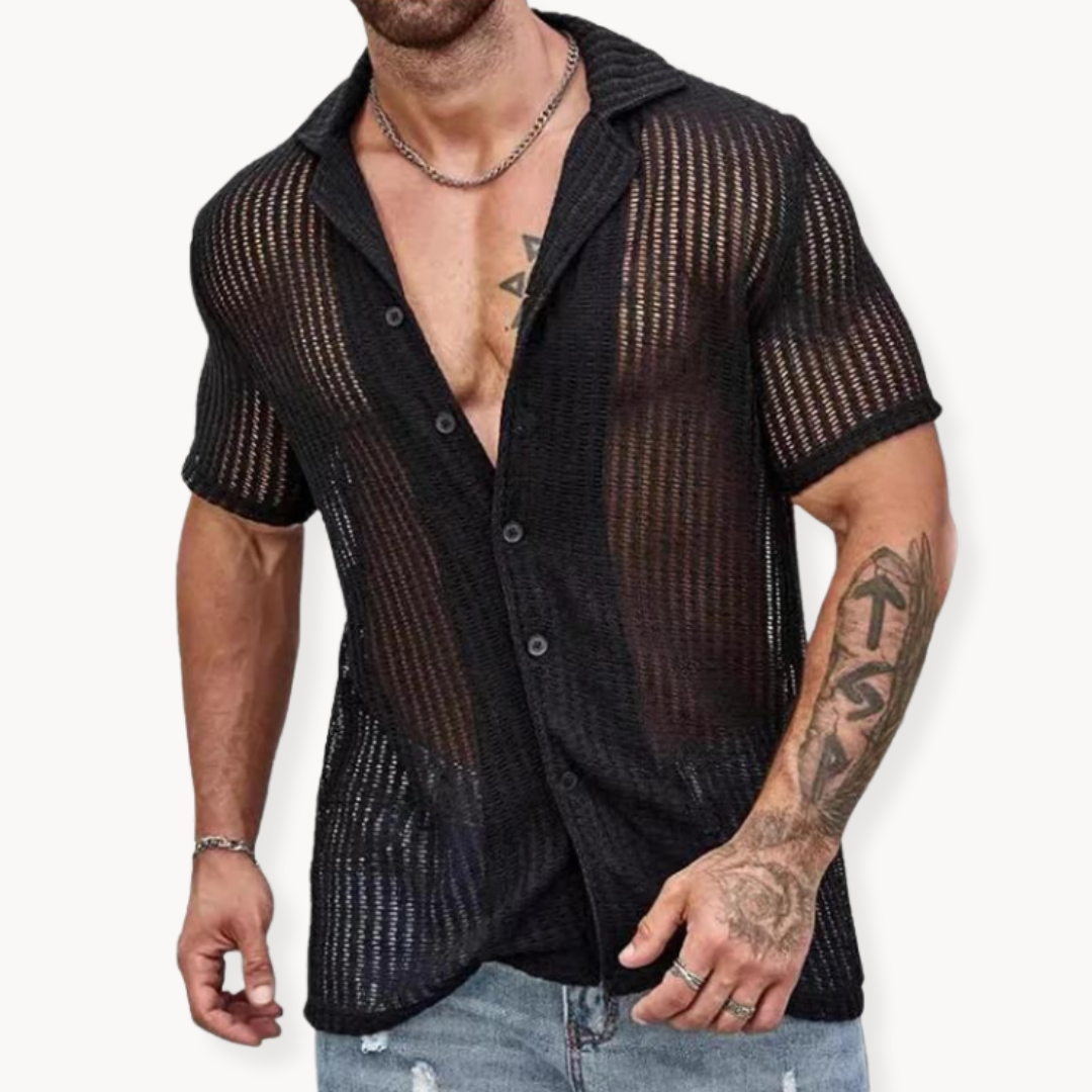 Men's Hollow Knit Short Sleeve Shirt