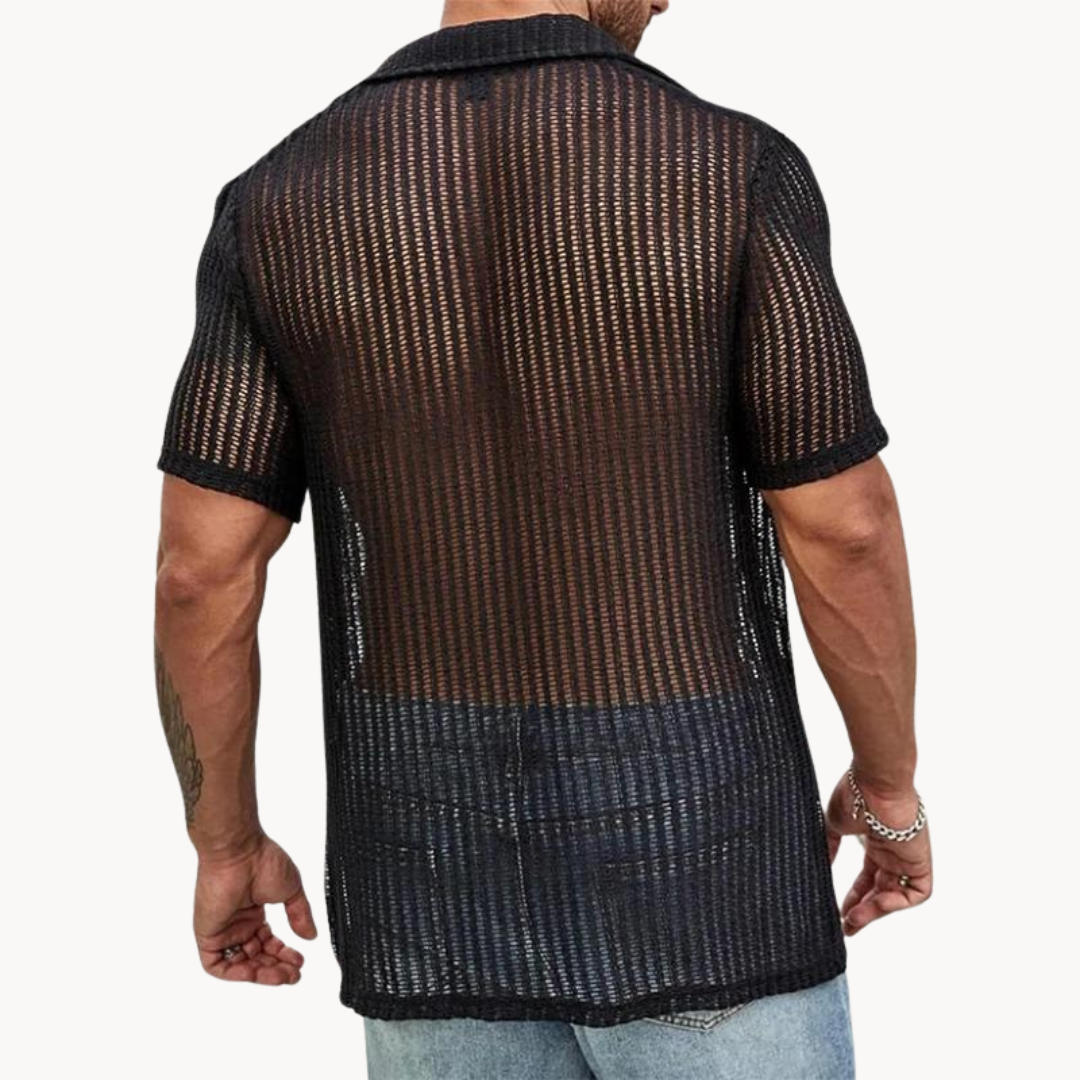 Men's Hollow Knit Short Sleeve Shirt
