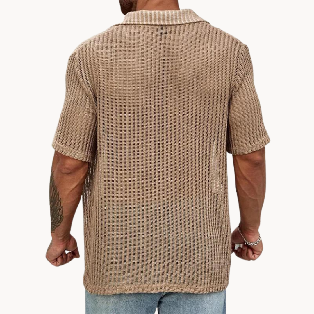 Men's Hollow Knit Short Sleeve Shirt