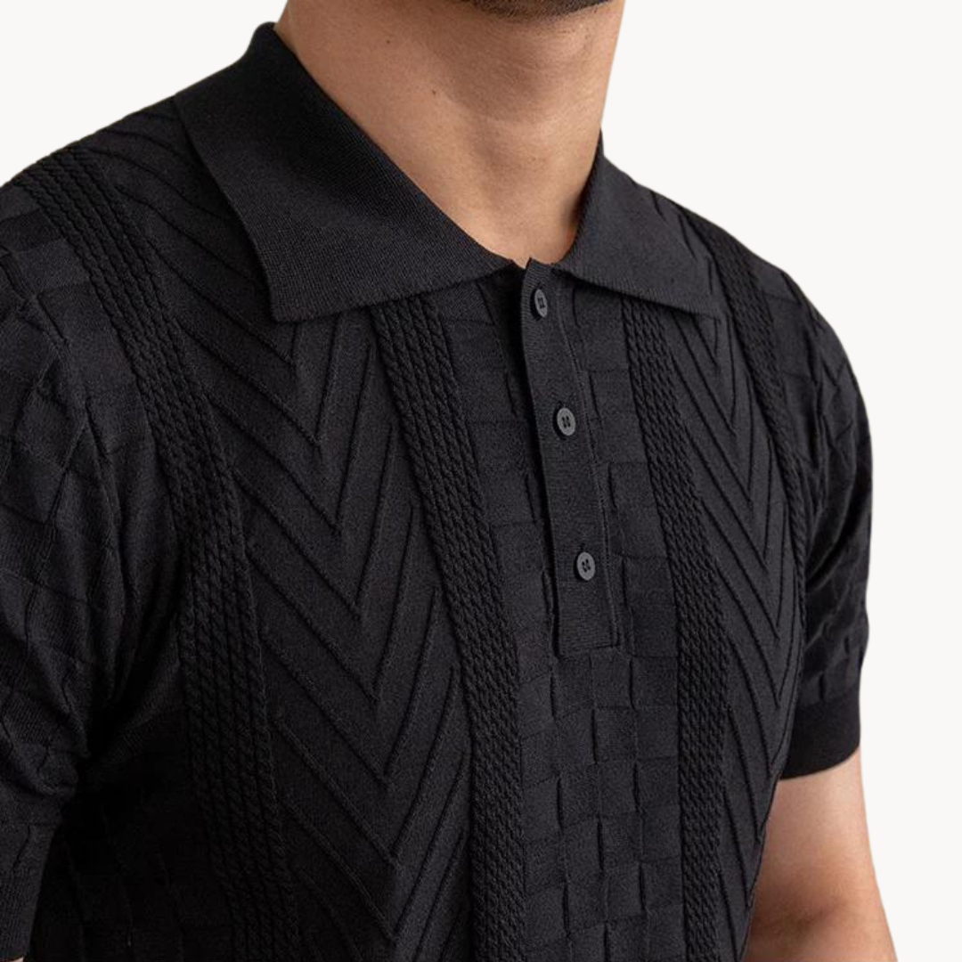 Men's Jacquard Polo Shirt - Slim Fit Stylish Top