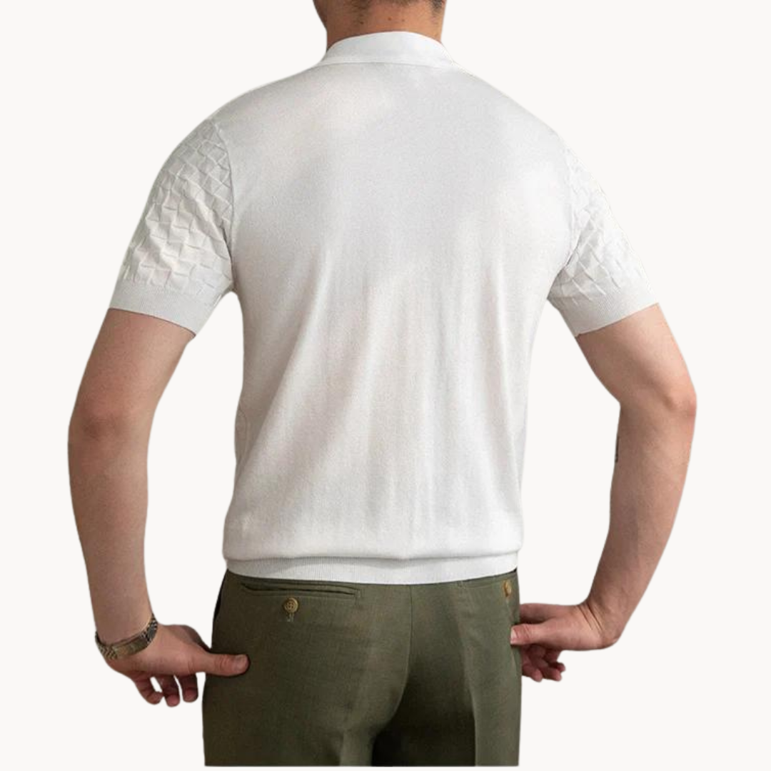 Men's Jacquard Polo Shirt - Slim Fit Stylish Top