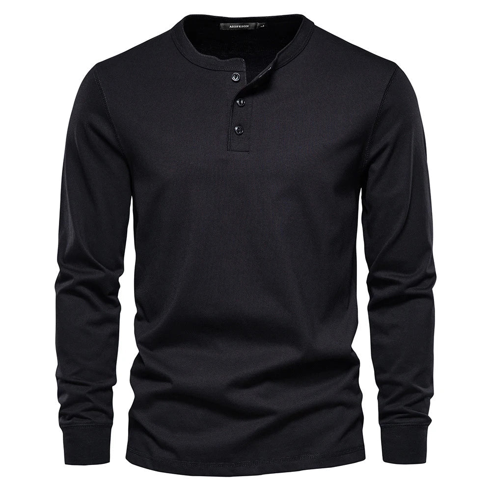 Men's Henley T-Shirt – Long Sleeve Casual Fit