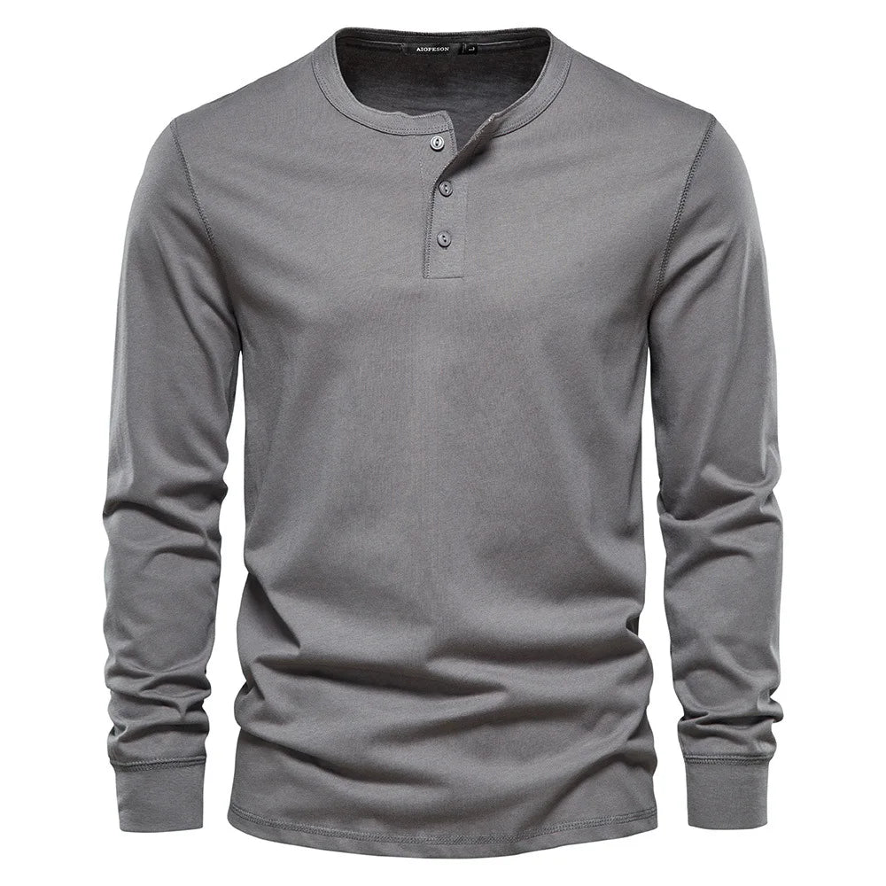 Men's Henley T-Shirt – Long Sleeve Casual Fit