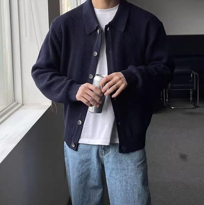 Men's Elegant Knitted Sweater with Button Closure