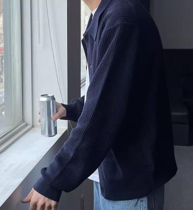 Men's Elegant Knitted Sweater with Button Closure