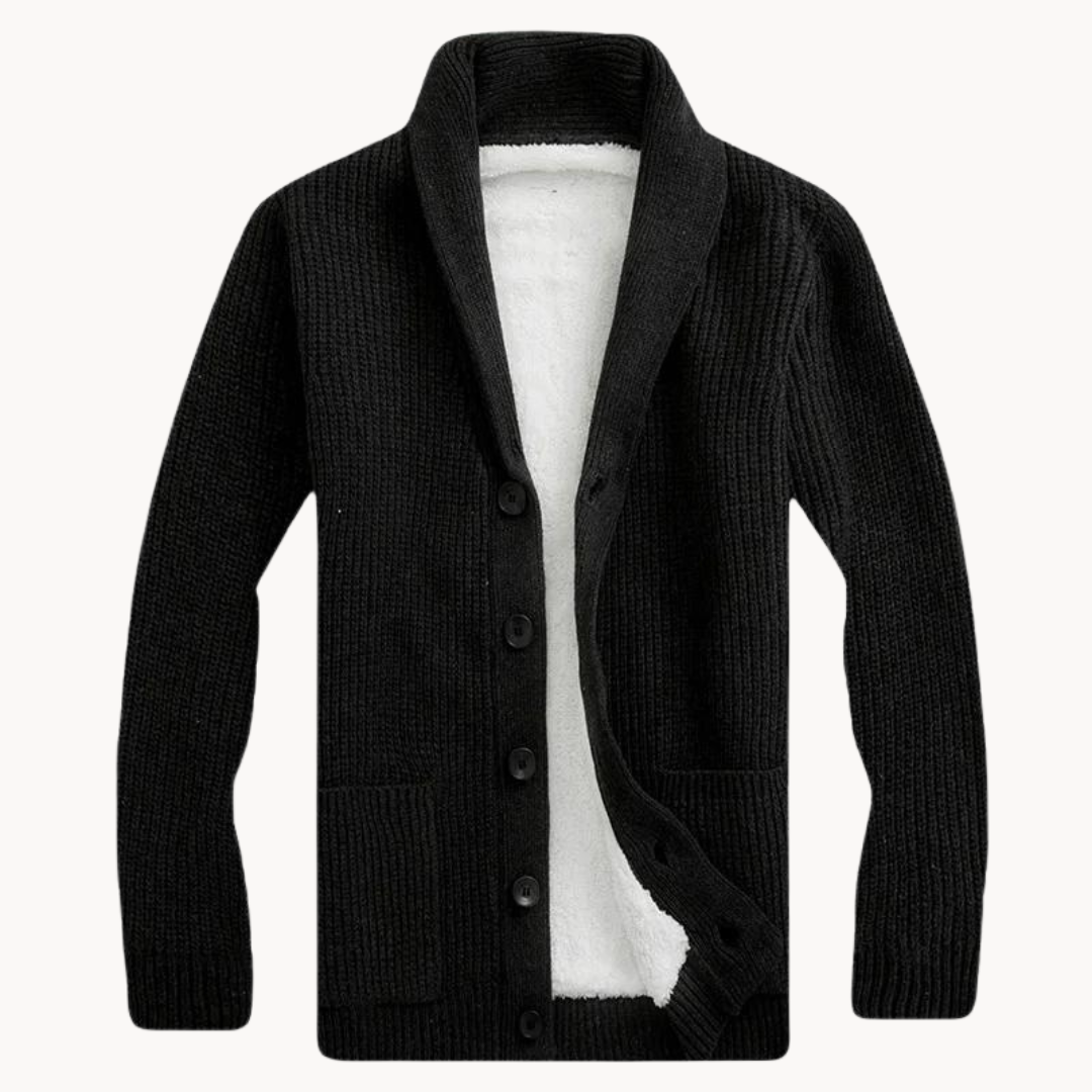 Men's Fleece Shawl Collar Cardigan Sweater