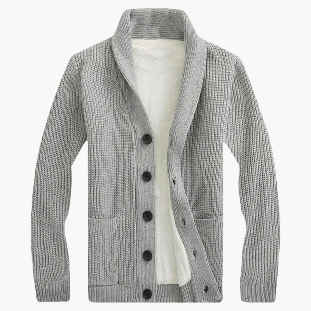 Men's Fleece Shawl Collar Cardigan Sweater