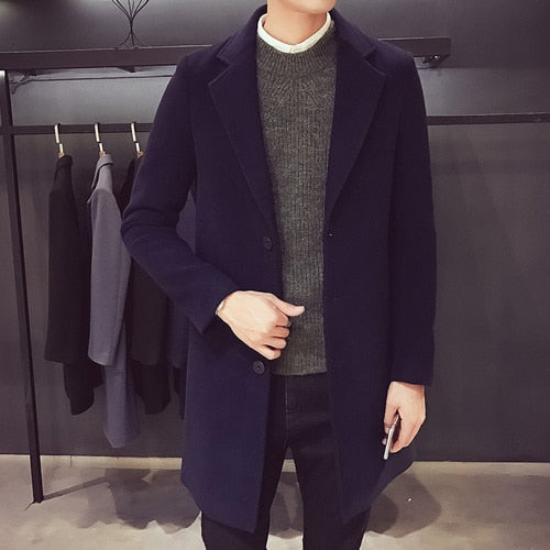 Men's 3-Button Wool Business Coat