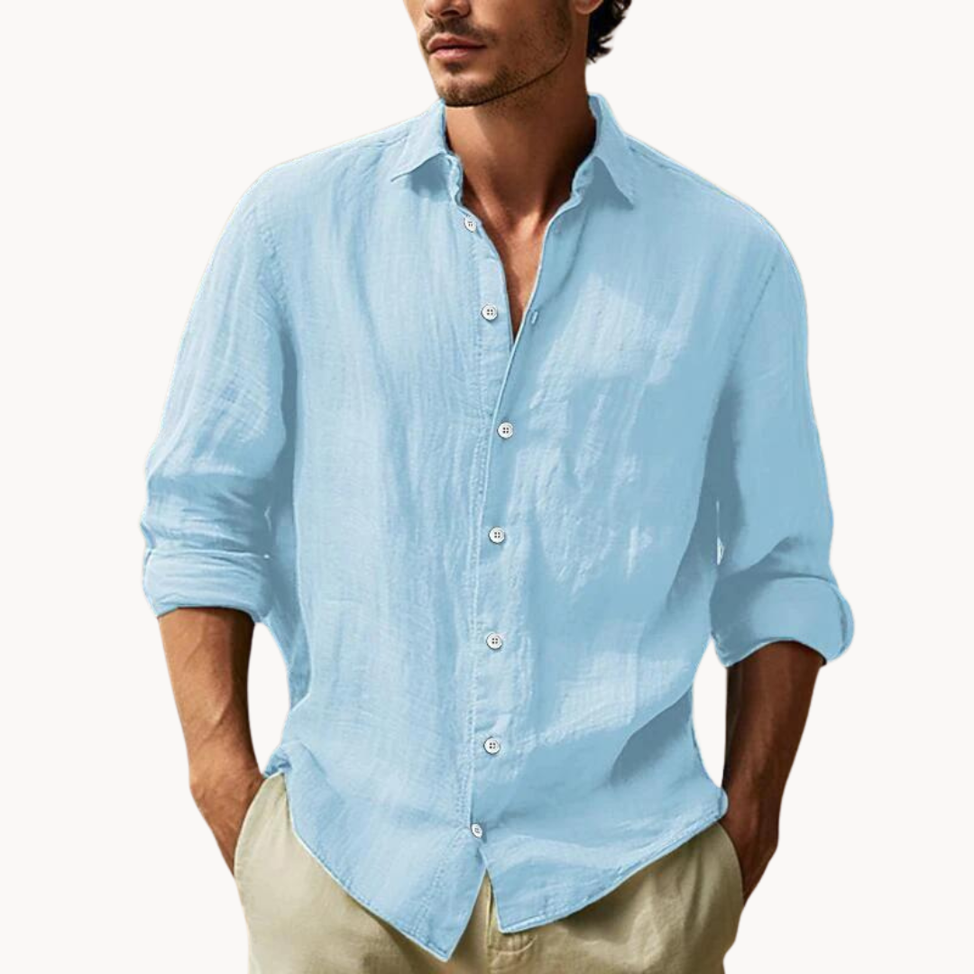 Men's Button-Down Dress Shirt - Long Sleeve Casual Top