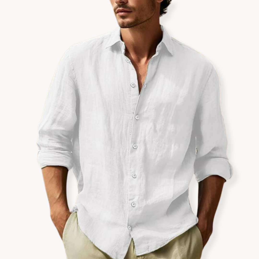 Men's Button-Down Dress Shirt - Long Sleeve Casual Top