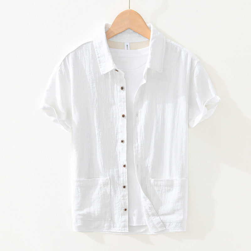 Men's Casual Short Sleeve Shirt with Patch Pockets