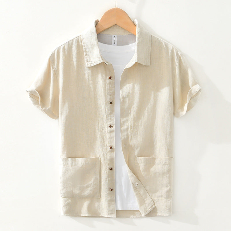 Men's Casual Short Sleeve Shirt with Patch Pockets