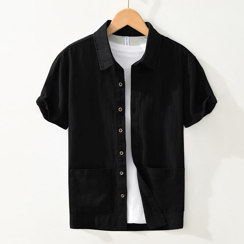 Men's Casual Short Sleeve Shirt with Patch Pockets