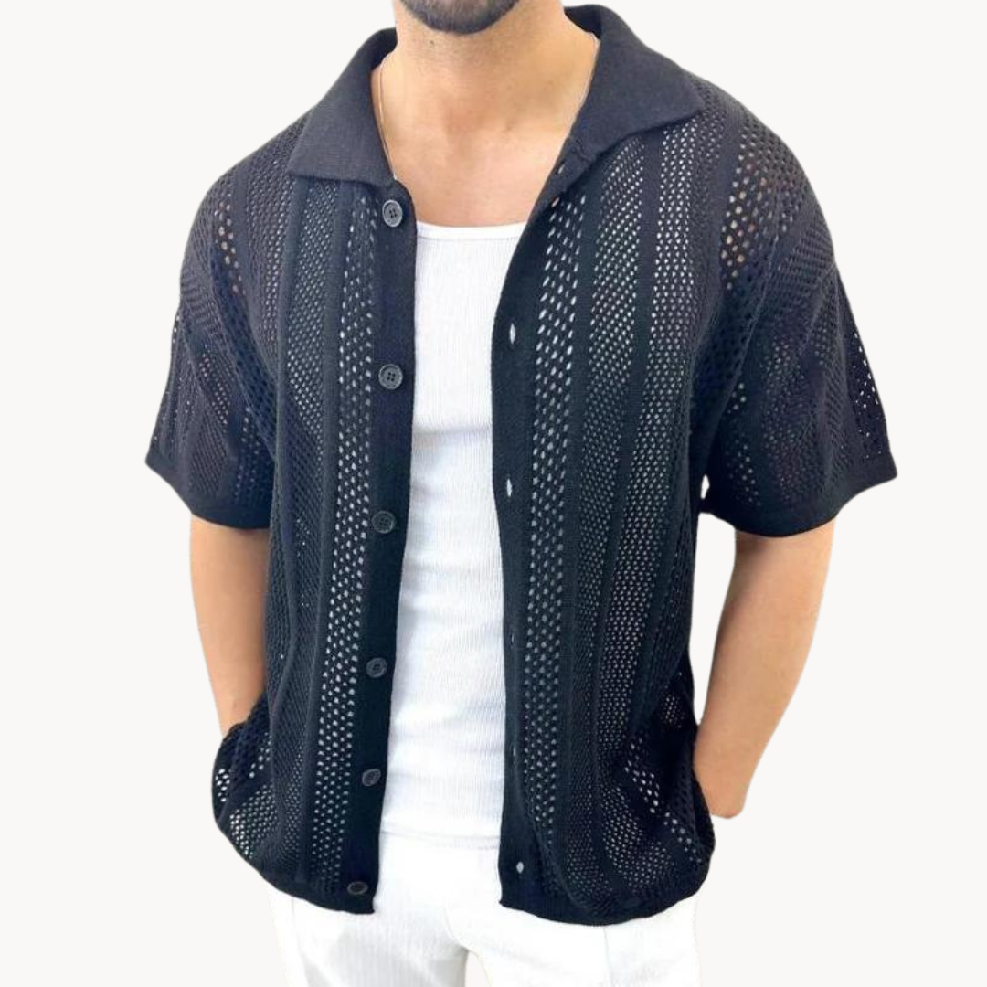 Men's Crochet Short Sleeve Shirt