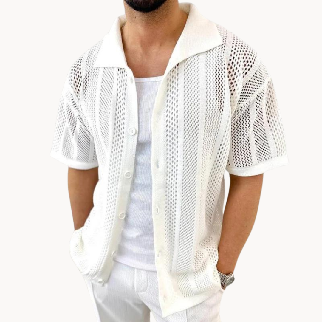 Men's Crochet Short Sleeve Shirt