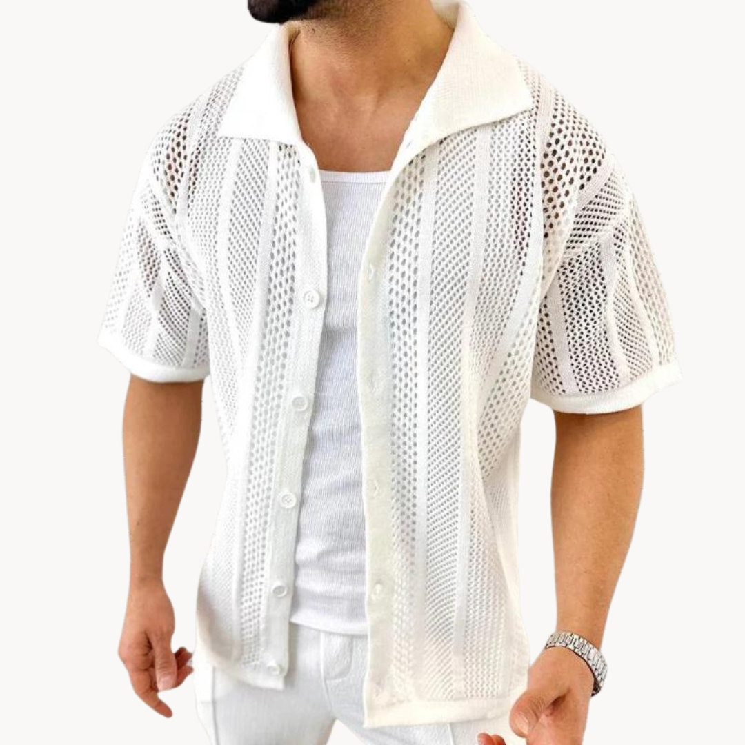 Men's Crochet Short Sleeve Shirt
