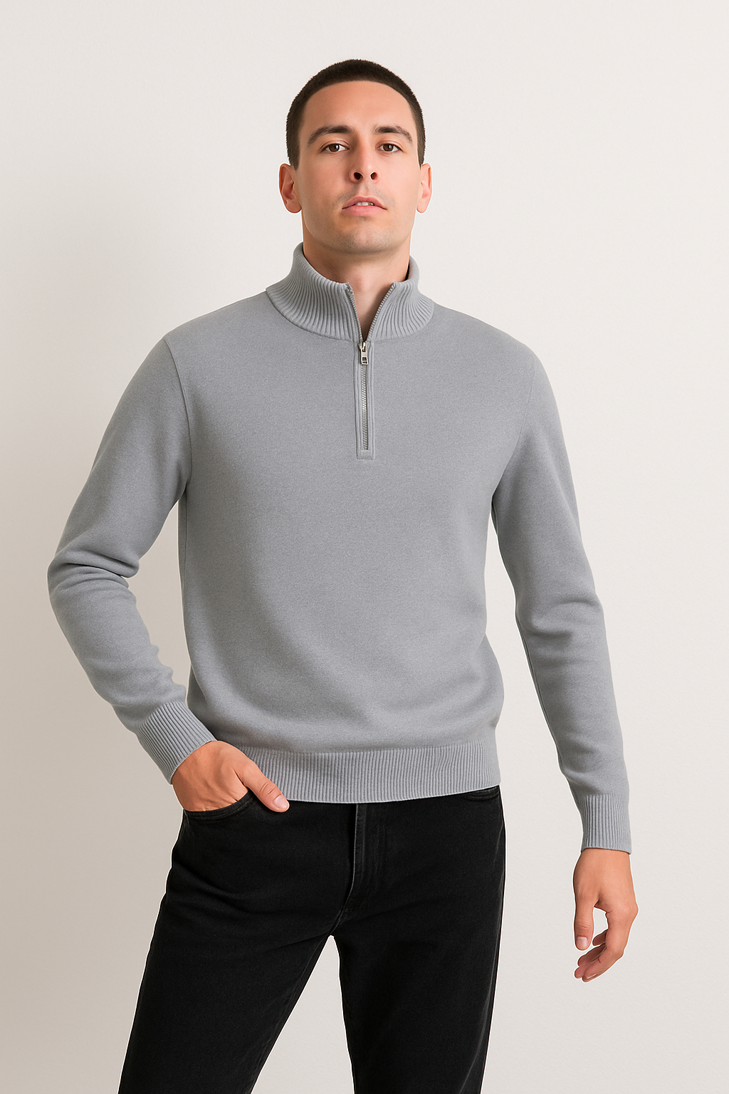 Men's Half Zip Sweater – Knit Pullover for Cool Weather