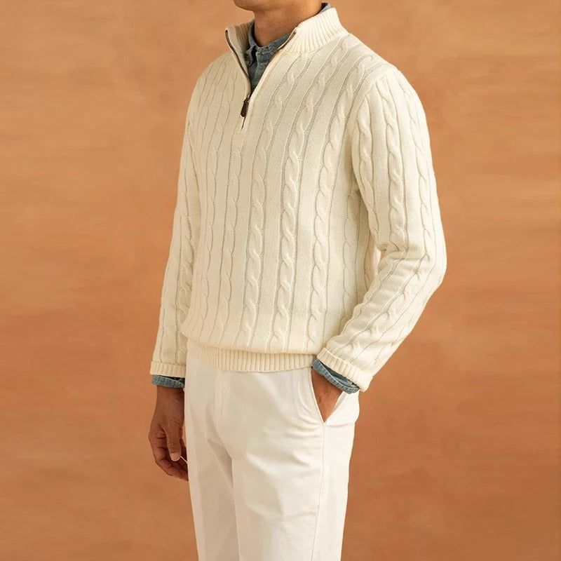 Men's Half Zip Sweater – Jacquard Knit Winter Style