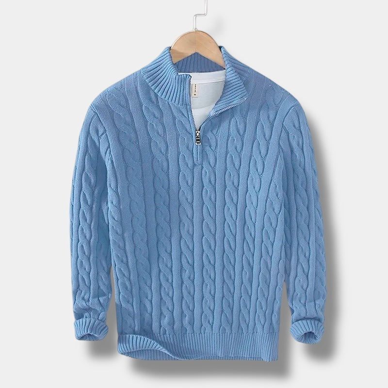 Men's Half Zip Sweater – Jacquard Knit Winter Style