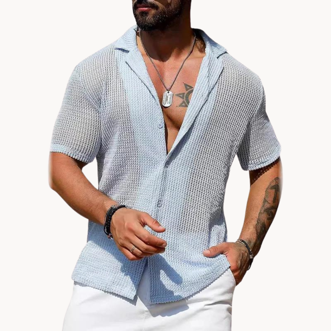 Men's Hollow Knit Short Sleeve Shirt