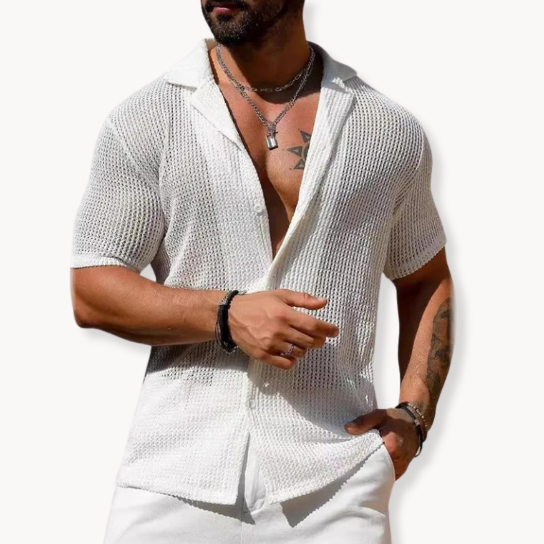 Men's Hollow Knit Short Sleeve Shirt