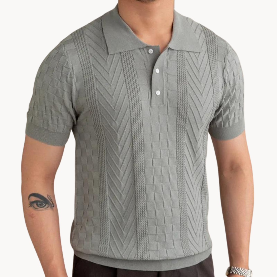 Men's Jacquard Polo Shirt - Slim Fit Stylish Top