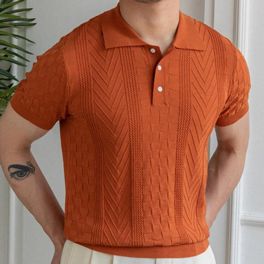 Men's Jacquard Polo Shirt - Slim Fit Stylish Top