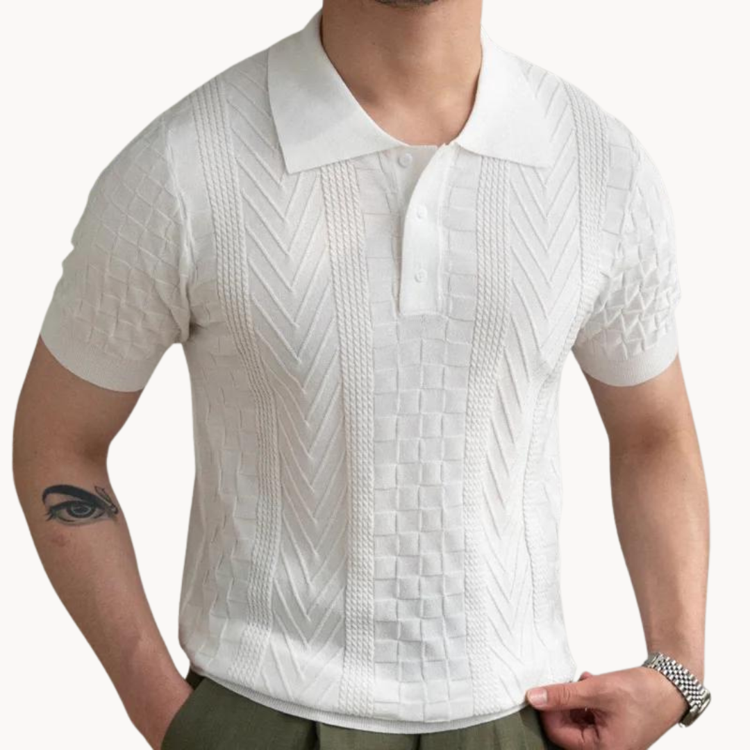 Men's Jacquard Polo Shirt - Slim Fit Stylish Top