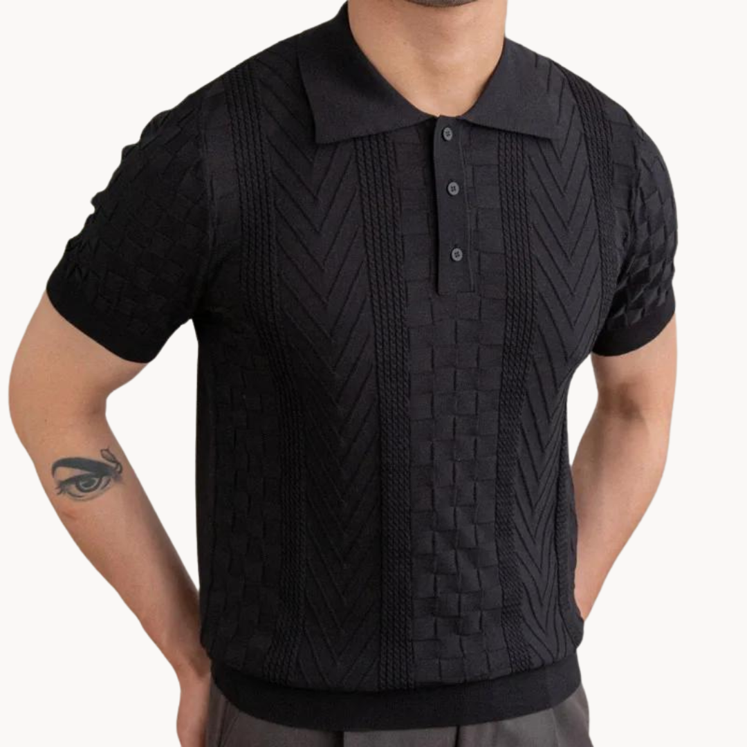 Men's Jacquard Polo Shirt - Slim Fit Stylish Top