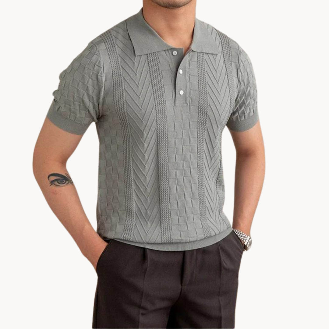 Men's Jacquard Polo Shirt - Slim Fit Stylish Top