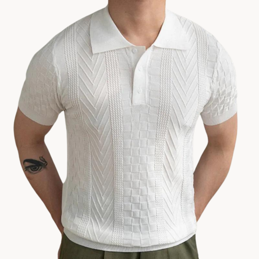 Men's Jacquard Polo Shirt - Slim Fit Stylish Top